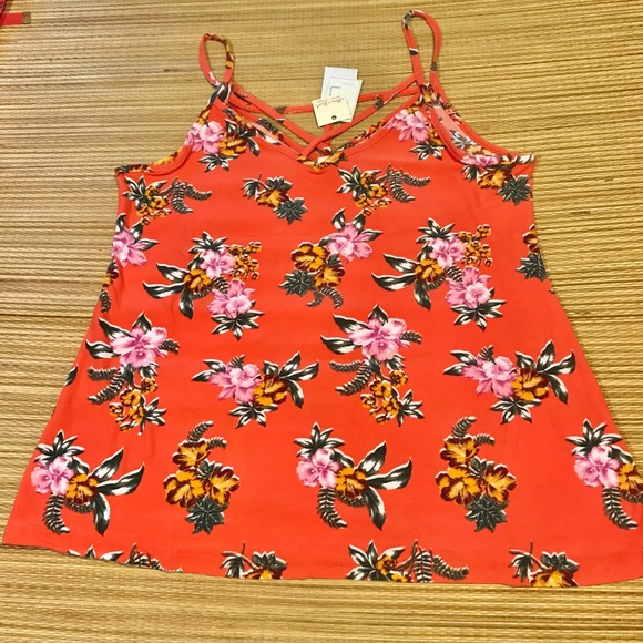 🧡Ultra Flirt “Strappy Tank” Orange, Floral🧡 - Picture 4 of 4